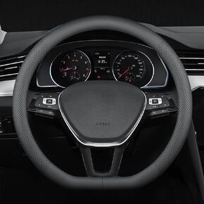 XHRING D Shaped Car Steering Wheel Cover for Mercedes Benz C300 GLC 300 GLC300 GLA GLB CLA 250 GLE GLS 350 450 e300 e350 EQB EQE Class D Shape Flat Bottom Steering Wheel Accessories, Black Leather