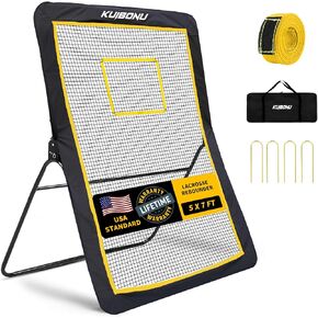 KuiBonu Lacrosse Rebounder 5x7ft, Volleyball Rebounder Net with 5 Rebound Angles Lacrosse Ball and Target Strap, Great for Lacrosse Volleyball Baseball and Soccer Training