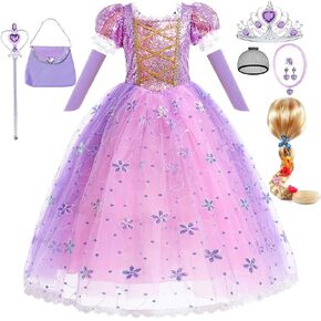 Little Girls Princess Costume Rapunzel Dress for Kids Carnival Halloween Party Christmas Fancy Purple Dress
