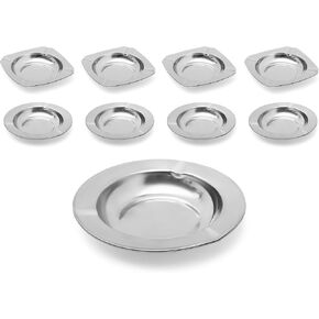 منافض السجائر - صواني سجائر معدنية للسجائر الداخلية والخارجية - مجموعة منفضة سجائر منزلية للسيجار، 5 قطع دائرية (عمق 4.72 بوصة) و4 قطع مربعة (4.33 بوصة × 4.33 بوصة) - منفضة سجائر من الفولاذ المقاوم للصدأ لطاولة الفناء in Kuwait