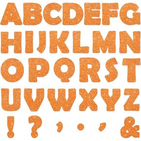 Qyeahkj 150 PCS Large 6" Font Letters and Punctuation Set Glitter Orange Classroom Alphabet Cutouts for Bulletin Poster Board Display Home School a Great Helper to Inspire Students' Learning Interest