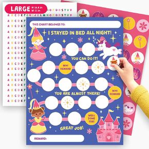 Sleep Reward Charts for Children Girls - Princess Reward Chart for Kids - Bedtime Routine Chart for Toddlers - Behavior Charts for Sleeping in Own Bed - Responsibility Chart - by Central 23 in Saudi Arabia