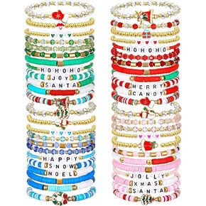 40 Pcs Halloween Bracelets Surfer Heishi Bracelets Set Multicolor Stretch Bracelets Halloween Bracelets Halloween Party Supplies