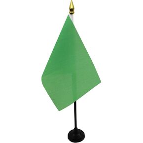 Plain Green Table Flag 4'' x 6'' - Green Solid color Desk Flag 15 x 10 cm - golden spear top - AZ FLAG