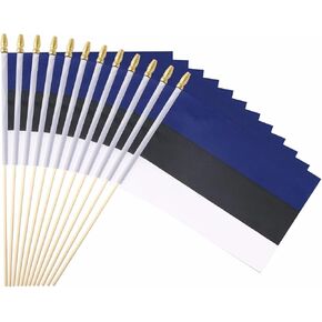 25Pack Small Estonia Flag Handheld Mini Estonian Flags on Stick 5x8 Inch