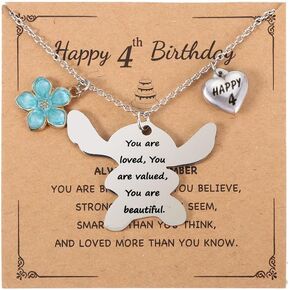 Stitch Birthday Necklace Gifts for 4-14 Year old Daughter Niece Granddaughter,Stitch Stuff Necklace for Birthday Christmas