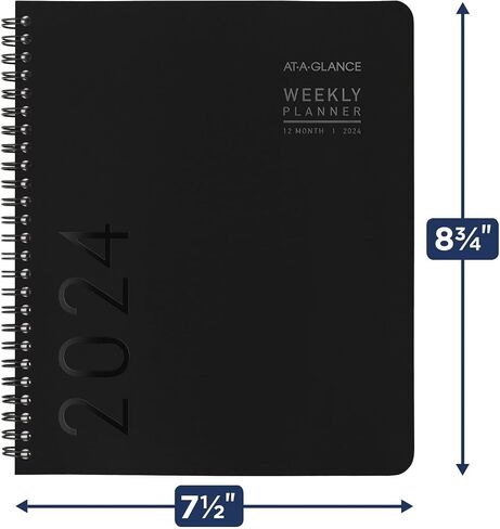 AT-A-GLANCE 2025 Planner, Weekly & Monthly, 7" x 8-3/4", Medium, Contemporary Lite, Black (7054XL0525) in Saudi Arabia