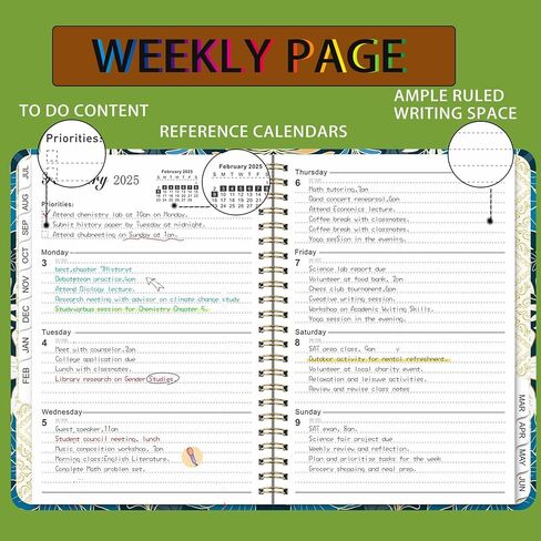 2025 Planner Weekly and Monthly, 6.1x8.5 Inch Planner with January 2025 - December 2025, Anti-Ink Bleed, Durable Hardcover with Double Wire Binding in Saudi Arabia