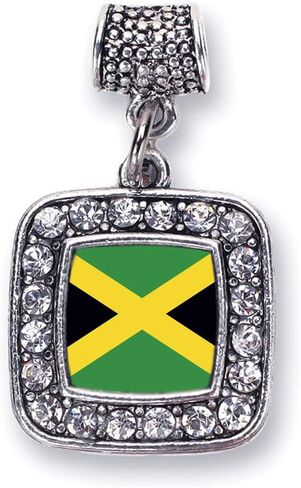 Inspired Silver - Silver Square Charm for Bracelet with Cubic Zirconia Jewelry in Kuwait