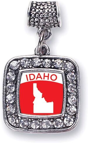Inspired Silver - Silver Square Charm for Bracelet with Cubic Zirconia Jewelry in Kuwait