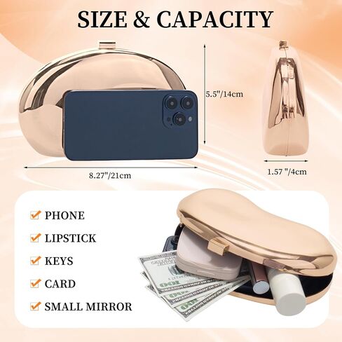Tmore Clutch Purses for Women Evening Handbags with Chain Metallic Purse Cute Shell Purse Clutch Bag for Wedding Party Prom in Saudi Arabia