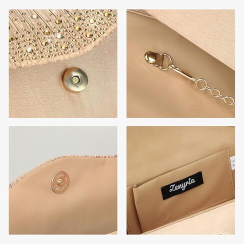 Women Evening Clutch Bags Satin Rhinestone Fromal Party Purse for Wedding Cocktail Prom Clutches in Saudi Arabia