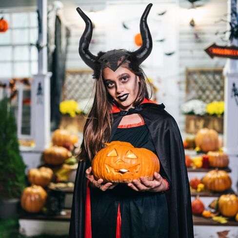 XPlanet Queen Horns Deluxe Cosplay زي قرون الهالوين الأسود قناع الدعائم ديكور المنزل in Saudi Arabia