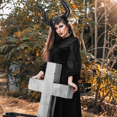 XPlanet Queen Horns Deluxe Cosplay زي قرون الهالوين الأسود قناع الدعائم ديكور المنزل in Saudi Arabia
