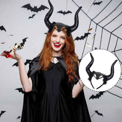 XPlanet Queen Horns Deluxe Cosplay زي قرون الهالوين الأسود قناع الدعائم ديكور المنزل in Saudi Arabia