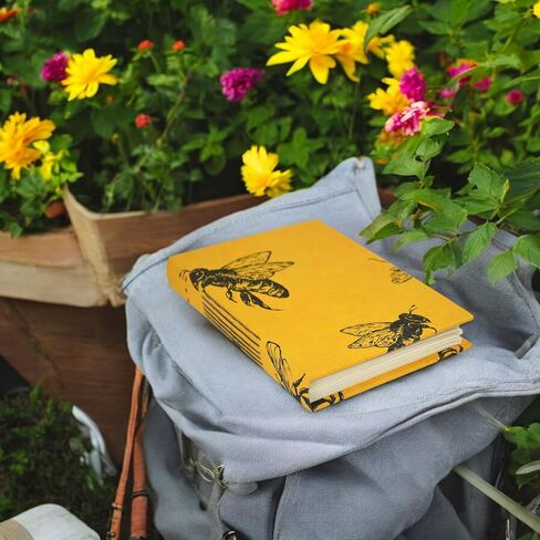 Kathmandu Valley Co. Nepali Keeper Journal with Handmade Lokta Paper. Made in Nepal. (6x9 Inches, Busy Bee) in Kuwait