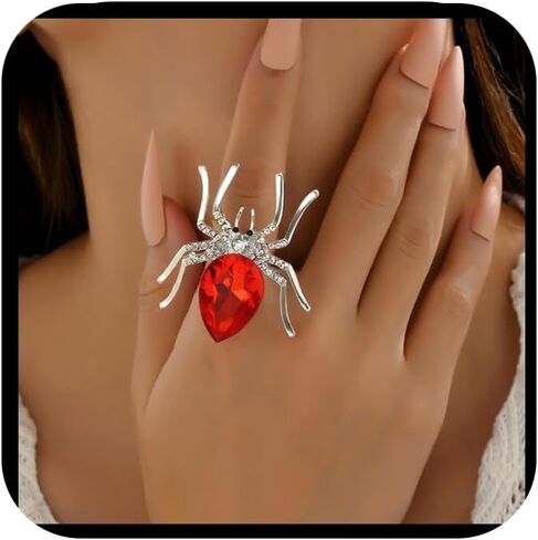 Halloween Spider Open Rings for Women，Statement Exaggerated Adjustable Zircon Gothic Retro Grunge Fashion Dainty Rings for Jewelry in Kuwait