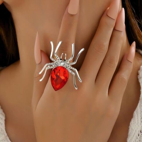Halloween Spider Open Rings for Women，Statement Exaggerated Adjustable Zircon Gothic Retro Grunge Fashion Dainty Rings for Jewelry in Kuwait