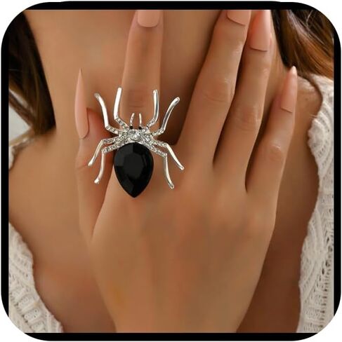 Halloween Spider Open Rings for Women，Statement Exaggerated Adjustable Zircon Gothic Retro Grunge Fashion Dainty Rings for Jewelry in Kuwait