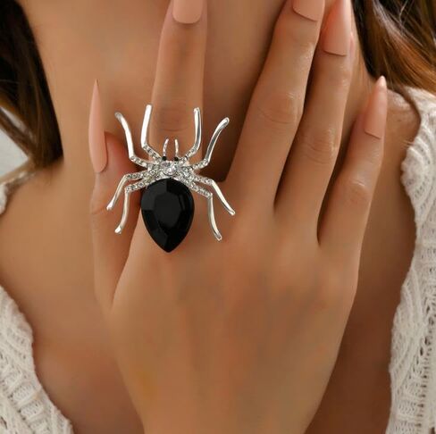 Halloween Spider Open Rings for Women，Statement Exaggerated Adjustable Zircon Gothic Retro Grunge Fashion Dainty Rings for Jewelry in Kuwait
