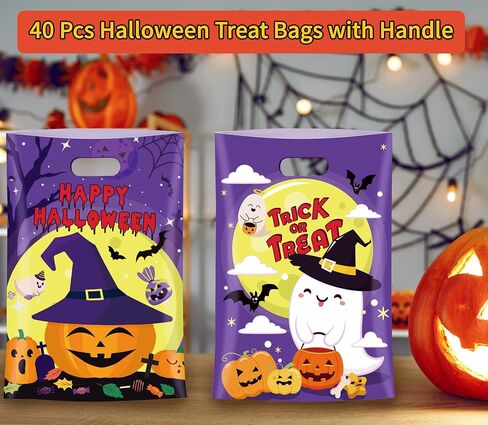 Elanket 40 Pack Easter Treat Bags,Plastic Easter Bags With Handles Bunny Party Favor, Gift Goodie Bag Bulk,Candy Treat Bag For Kids Eggs Hunt Basket Essentials Birthday in Kuwait