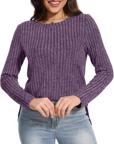 Sweaters For Women Crewneck Long Sleeve Shirts Lightweight Casual Tunic Tops in Saudi Arabia