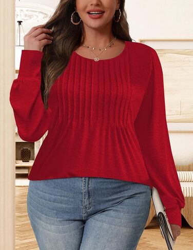 Long Sleeve Shirts Womens Fall Tops Dressy Casual Business Blouses Fashion 2024 Pleated Tunic Tops for Leggings in Kuwait