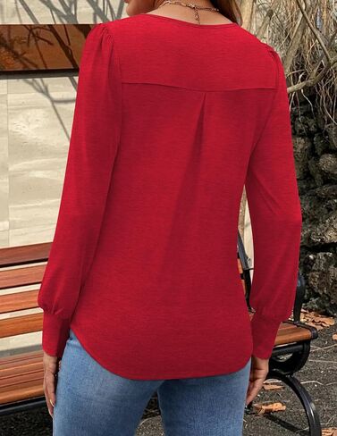 Long Sleeve Shirts Womens Fall Tops Dressy Casual Business Blouses Fashion 2024 Pleated Tunic Tops for Leggings in Kuwait