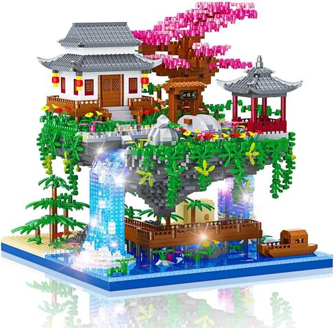 Peach Blossom Pond Building Set, 3320 Pcs Architecture Building Blocks with Light Cherry Blossom Tree Building Set Tree House Building Kit for Adult Teens Ages 14+ in Saudi Arabia