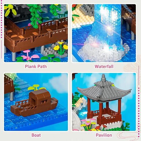 Peach Blossom Pond Building Set, 3320 Pcs Architecture Building Blocks with Light Cherry Blossom Tree Building Set Tree House Building Kit for Adult Teens Ages 14+ in Saudi Arabia