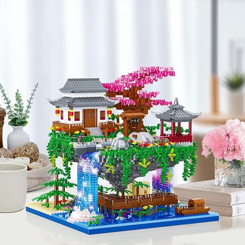 Peach Blossom Pond Building Set, 3320 Pcs Architecture Building Blocks with Light Cherry Blossom Tree Building Set Tree House Building Kit for Adult Teens Ages 14+ in Saudi Arabia
