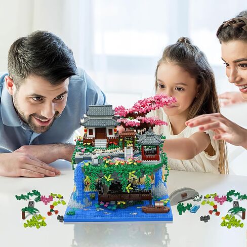 Peach Blossom Pond Building Set, 3320 Pcs Architecture Building Blocks with Light Cherry Blossom Tree Building Set Tree House Building Kit for Adult Teens Ages 14+ in Saudi Arabia