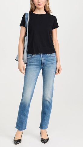 MOTHER Women's The Mid Rise Rider Flood Fray Jeans in Saudi Arabia