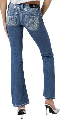 Miss Me Women's Can't Fleur De Lis Stitch Low-Rise Bootcut Jeans in Saudi Arabia