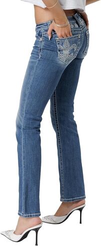 Miss Me Women's Can't Fleur De Lis Stitch Low-Rise Bootcut Jeans in Saudi Arabia