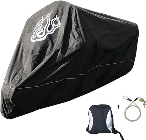 Formosa Covers | Motorcycle Cover, Premium Waterproof Outdoor Protection, Precision Fit up to 108 Inch Tour Bikes, Choppers and Cruisers – Flame Logo (XXL, Black & Silver) in Kuwait