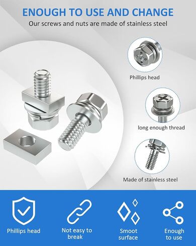 Motorcycle Battery Terminal Bolts and Nuts,12 Pack M6 x 12 mm Bolt Square Nut Kit, 304 Stainless Steel Screws and Nuts for ATV, UTV Bike Scooter (M6x12-12Pack) in Kuwait