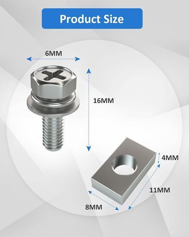 Motorcycle Battery Terminal Bolts and Nuts,12 Pack M6 x 12 mm Bolt Square Nut Kit, 304 Stainless Steel Screws and Nuts for ATV, UTV Bike Scooter (M6x12-12Pack) in Kuwait