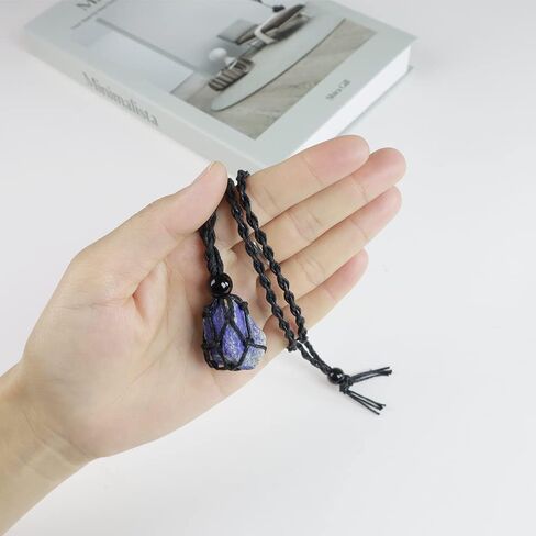 iSTONE Unisex Genuine Natural Gemstone Pendant Necklace Nylon Cord 25 Inch For Men Women in Saudi Arabia