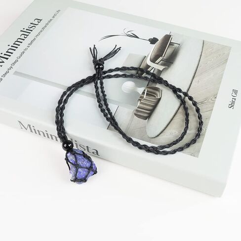 iSTONE Unisex Genuine Natural Gemstone Pendant Necklace Nylon Cord 25 Inch For Men Women in Saudi Arabia