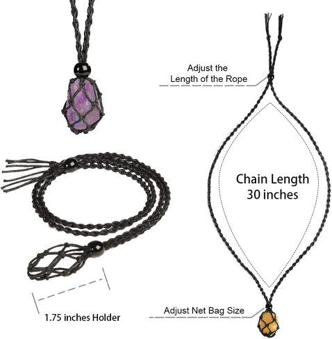 iSTONE Unisex Genuine Natural Gemstone Pendant Necklace Nylon Cord 25 Inch For Men Women in Saudi Arabia
