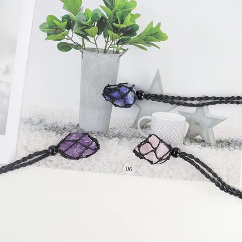 iSTONE Unisex Genuine Natural Gemstone Pendant Necklace Nylon Cord 25 Inch For Men Women in Saudi Arabia