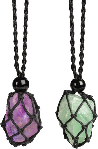 iSTONE Unisex Genuine Natural Gemstone Pendant Necklace Nylon Cord 25 Inch For Men Women in Saudi Arabia