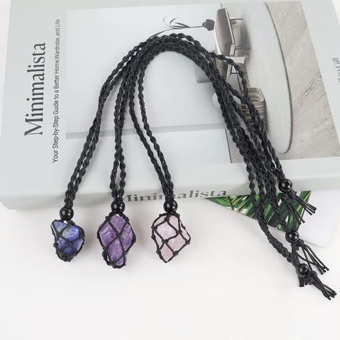 iSTONE Unisex Genuine Natural Gemstone Pendant Necklace Nylon Cord 25 Inch For Men Women in Saudi Arabia