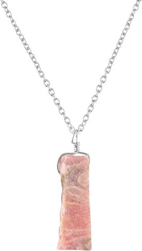 Raw Rhodochrosite Necklace, Silver Plated Necklace, Rough Gemstone Crystal, Healing Stone, Birthstone, Layering, Girlfriend, Gift for Her, Dainty Necklace, Friendship Day in Saudi Arabia