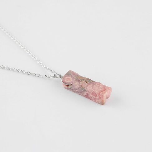 Raw Rhodochrosite Necklace, Silver Plated Necklace, Rough Gemstone Crystal, Healing Stone, Birthstone, Layering, Girlfriend, Gift for Her, Dainty Necklace, Friendship Day in Saudi Arabia