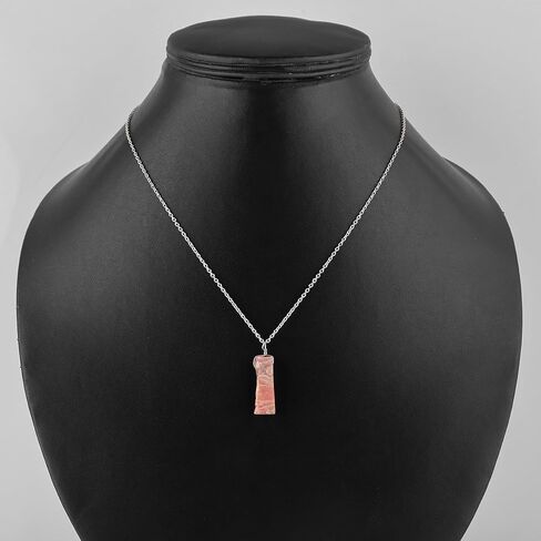 Raw Rhodochrosite Necklace, Silver Plated Necklace, Rough Gemstone Crystal, Healing Stone, Birthstone, Layering, Girlfriend, Gift for Her, Dainty Necklace, Friendship Day in Saudi Arabia