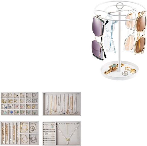 ProCase Set of 4 Stackable Jewelry Trays Bundle with 360 Rotating Sunglasses Organizer in Saudi Arabia