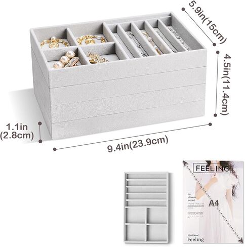ProCase Set of 4 Stackable Jewelry Trays Bundle with 360 Rotating Sunglasses Organizer in Saudi Arabia