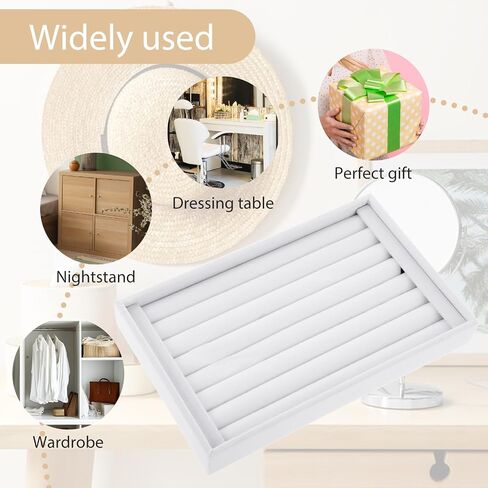 simarro Ring Display Tray, Velvet 7 Slots Ring Holder for Drawer Jewelry Organizer Stand for Rings Ring Holder Display Earrings Ring Organizer Home Organization & Decoration 8.7in×5.6in×1.2in (White) in Saudi Arabia